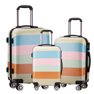 China Long-distance Travel Logo printing luggage sets abs hard shell suitcase set travel trolley luggage bag for sale