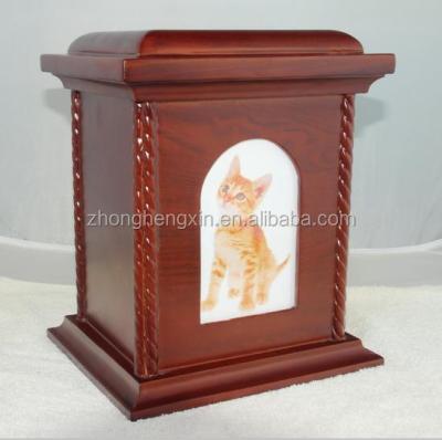 China Wholesale American Style Wood Photo Frame Pet Ashes Urn Porcelain Funeral for sale