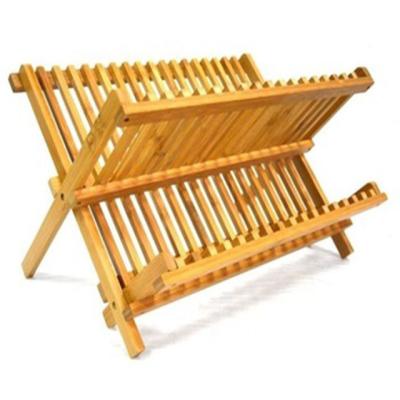 China Eco-friendly Material Promotional Price Folding Kitchen Dish Bamboo Dish Drying Rack Rack for sale