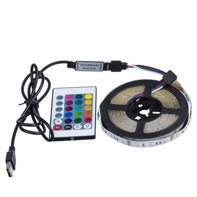 China Residential High Quality SMD2835 60LEDS/M RGB LED TV Strip Light Set with 24key Remote Controller for Decoration Lighting for sale