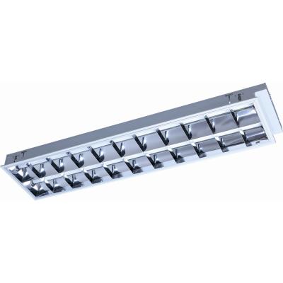 China Modern Office Grid Troffer Fixture Ceiling Recessed Mounted Steel Housing T8 LED Grille Light for sale