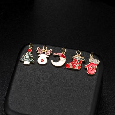 China Wholesale TRENDY Christmas Jewelry Charms Small DIY Gold Plated Enamel Pendants Charms for sale