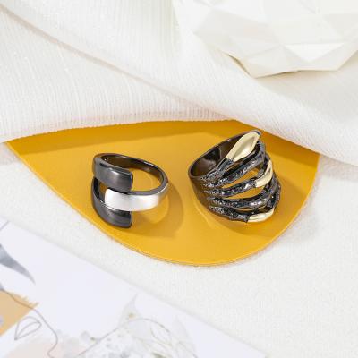 China TRENDY Punk Trend Jewelry Gun Two Tone Plated Black And Gold Plated Hip Hop Ring for sale