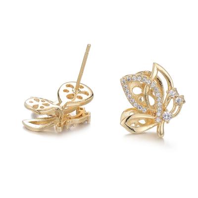 China 2021 New TRENDY Designs 14K Gold Plated Butterfly Wings Gold Stud Earrings Women for sale