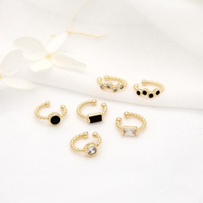 China 2021 Fashionable Top Quality Black Zircon Earring Cuff Earrings With Color Stones 14K Gold Plated Zircon Cuff Earrings for sale