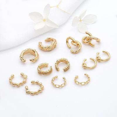 China Trendy style jewelry simple brass 14K gold plated 14K gold plated earrings good quality for sale