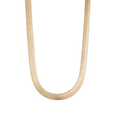 China D1074 TRENDY Fashion 14K Gold Plated Necklace Designs Flat Snake Chain Necklace For Women for sale