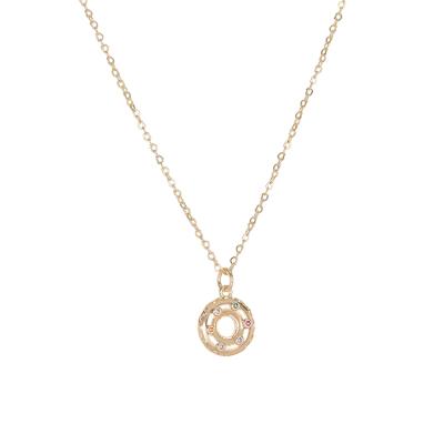 China S-0013 TRENDY Women's Elegant 14K Gold Plated Round Shape Women's Donut Charm Necklace for sale