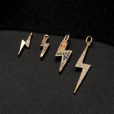 China TRENDY High Quality Micro Pave Zircon 14K Gold Plated Lightning Bolt Charm Pendant for sale