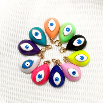 China FASHIONABLE High Quality Colorful Cute Eye Shape 14K Gold Plated Enamel Drop Eye Charms for sale