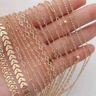 China Wholesale 14K Brass Gold Plated Brass Chain For Jewelry Making Gold Chains Bulk for sale