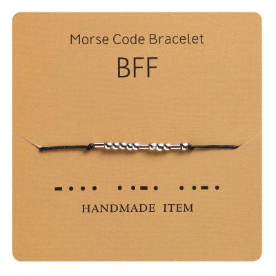 China Romantic Morse Code Couples Wristband Bracelet Alphanumeric Card Packaging Creative Christmas Thanksgiving for sale