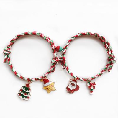 China New Casual/Sporty Santa Claus Love Magnet Attracting Bracelet A Couple Pairs of Girlfriends Jewelry Christmas Bracelet for sale