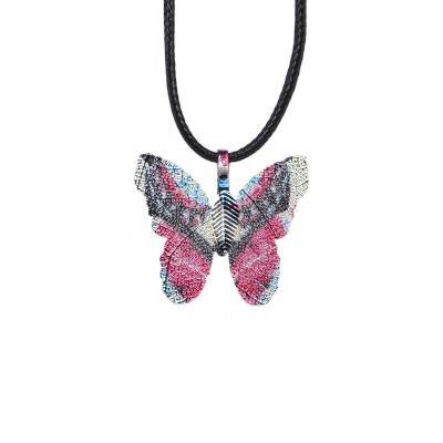 China Factory Real Short Flower Butterfly Fashion Woman Leaf Necklace Creative Butterfly Necklace Jewelry for sale