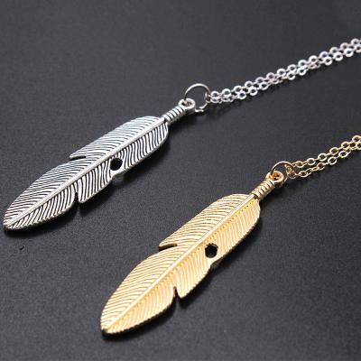 China Cute Vintage Clavicle Chain Necklace Feather Multi-piece Tassel Shaped Necklace for sale