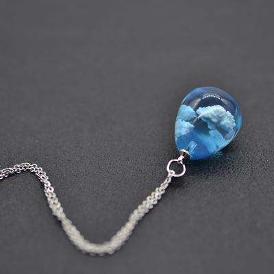 China CLASSIC hot transparent white cloud necklace hot blue sky drop water resin pendant sale gift for sale