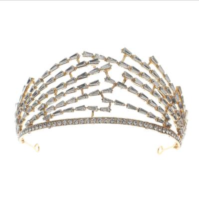 China Senator Wedding Headdress Birthday Cake Party Props Ally Rhinestone Light Luxury Headband Baroque Bridal Crown 20#00063 for sale