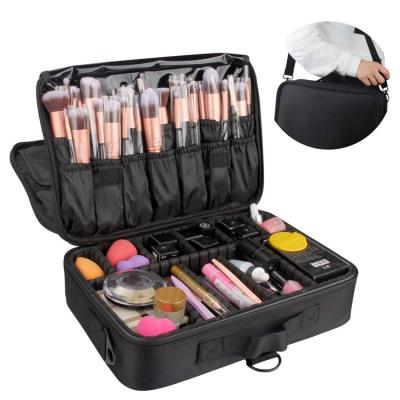 China Fashion Portable Makeup Beauty Travel Professional Cosmetic Bags And Cases With Adjustable Divider for sale