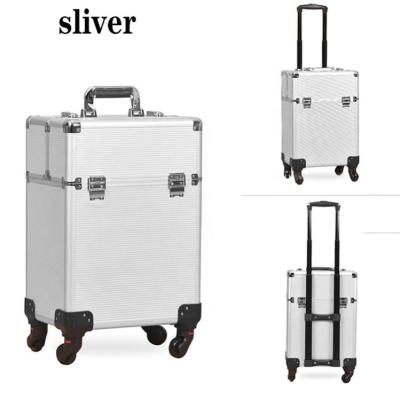 China Black Beauty Professional Dustproof Shockproof Waterproof Carry Case Trolley Aluminum Cosmetic Make Up Case With Trays for sale