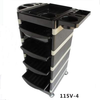 China Traditional Five Drawer Nail Hair Cart Barber Shop Tools Barber Trolley Foldable Rolling Manicure Salon for sale