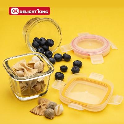 China Freshness Keeping Baby Mini Kids Food Storage Container BPA Free Glass Spice Sauce Mini Storage Box Set With Glass Lid Baby Storage for sale