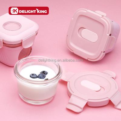 China Mini Freshness Preservation Microwave Silicone Safe Sleeve Lid Baby Product Storage Box Baby Food Plastic Glass Container for sale