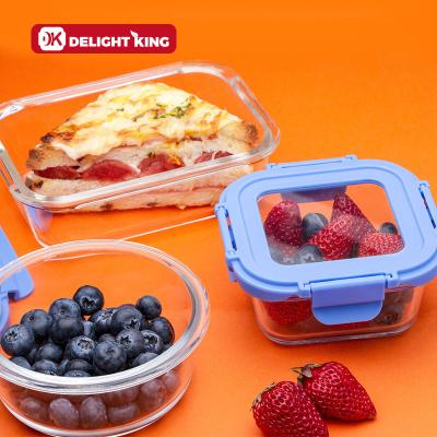 China High Quality Microwavable Borosilicate Glass Food Packaging Bento Lunch Box Lid/PP Glass Food Container Lock Silicone Seal for sale