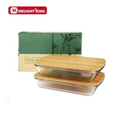 China Bakware Disposable Glass Oven Set Microwavable Baking Dish Mold With Lid Bamboo for sale