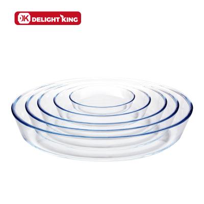 China Sustainable 4 Pcs Set Pyrex Tray Oval Rectangular Glass Baking Dish Nested Glass Bakeware Set for sale