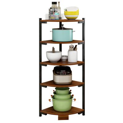 China Multi-Functional Stored Modern Leaf Organizer Kitchen Shelf Corner MDF Household Storage Kitchen Shelf Rack for sale