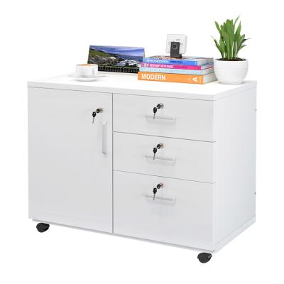 China Multifunctional Movable File Lock Drawer Storage Cabinet Drawers Printer Stand Office Wooden Cabinet with Wheels Storage Cabinets for sale