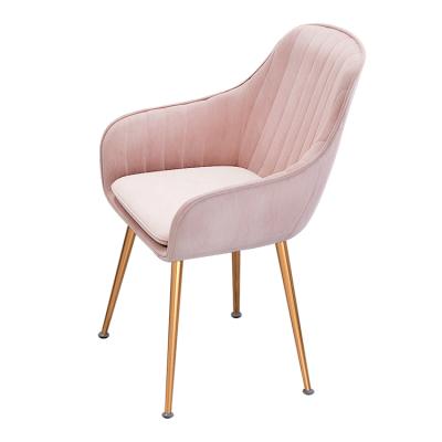 China Velvet Sofa Chair Gold Legs Makeup Chair Soft Modern Pink Crushed Luxury Nordic Match With Dressing Table Dining Armchair for sale