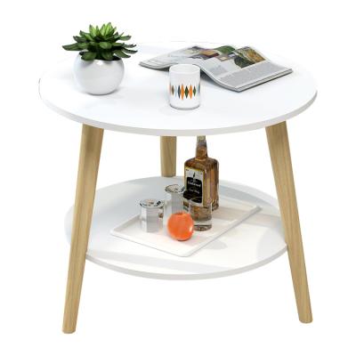 China Modern design style wooden coffee table living room bedroom furniture MDF small round side table Nordic round storage for sale