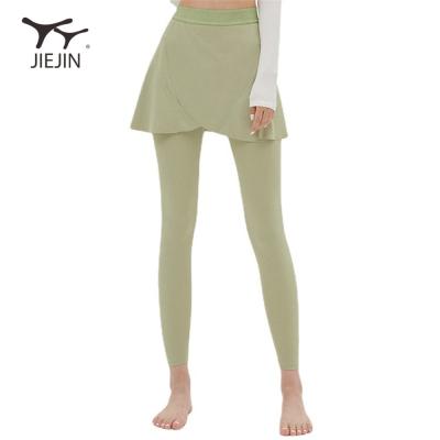 China Women's Long Yoga Leggings Fitness Breathable High Waist Leggings With Skirt Wicking Gaiters With Skirt for sale