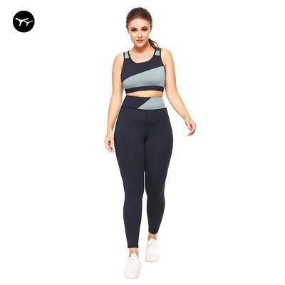 China Breathable Printed Yoga Bra Women Yoga Pants Plus Size Sports Two Pieces Plus Size Yoga Set for sale