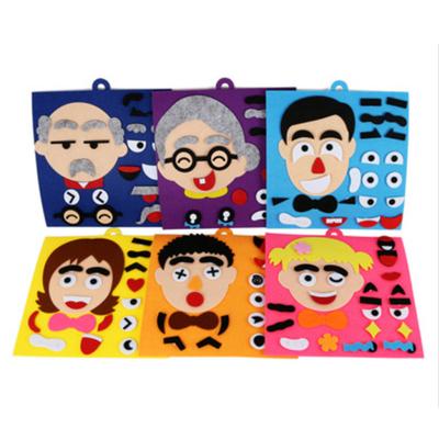 China Cartoon Toy Expressions Diy Felt Fabric Handmade Stickers Toys For Kids Emotion Change Puzzle Teaching Aid Kids Educational Toys for sale