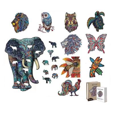 China DIY TOY Wooden Jigsaw Puzzles Small Beautiful Size Puzzle Shape Unique Jigsaw Pieces Animal for sale