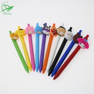 China office & School Pen PVC Cartoon 3d Soft Rubber Topper Ball Pen For Kids Children Student for sale