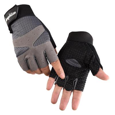 China Supply Custom Miket Logo Women Men Weightlifting Gym Gloves Outdoor Sports Fitness Gloves Protective Sports Cycling Gloves Half Finger for sale