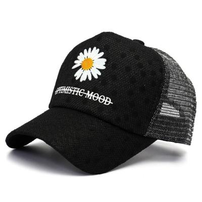 China COMMON Wholesale Unisex Spring Summer Polyester GD Breathable Trucker Hat Daisy Printing Mesh Trucker Hat for sale