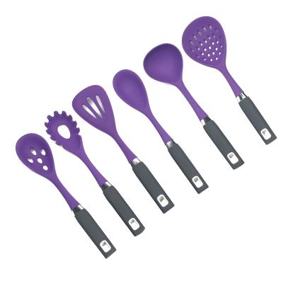 China Viable Novelty Dark Purple 6 Piece Silicone Cookware High Quality Heat Resistant Set Kitchenware for sale