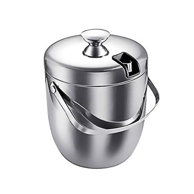 China Sustainable Modern Style Double Walls Thick Stainless Steel 3L Ice Clip Portable Ice Bucket for sale