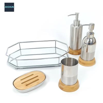 China Sustainable minimalist style with removable stainless steel bamboo bathroom accessories of bottoms of different shapes for sale