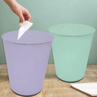 China Home Sustainable 5L 8L Metal Colorful Unique Tapered Open Top Trash Can for sale