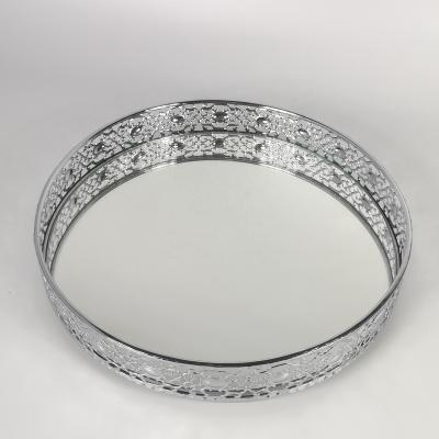 China Hot Selling Elegant Wedding Round Mirror Tray Dressing Table Mirror Tray for sale