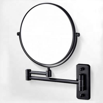 China Black Powder Coating Modern Magnifying Bath Makeup Mirror Double Sides Reversible Wall Mirror For Bath Hotel for sale