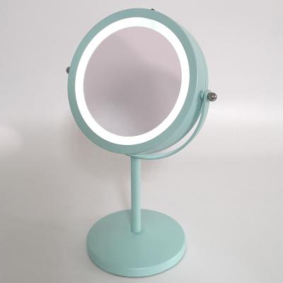 China LED Mint Green Lighted Household Office Bath Mirror Dishonest Makeup Mirror for sale