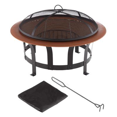 China Stored Outdoor Steel Round Patio Fire Pit Wood Log Burning Heater With Poker , Grate for sale