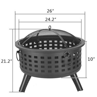 China Wholesales Stocked Fire Pit 26 In Fire Pits For Outdoor Wood Burning Outdoor Fireplace With Spark Screen for sale