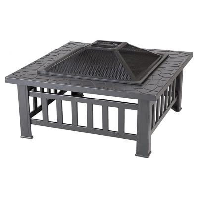 China Stocked Outdoor Metal Fire Pit 32inch Wood Burning Fireplace With Waterproof Spark Screen Cover Poker for sale